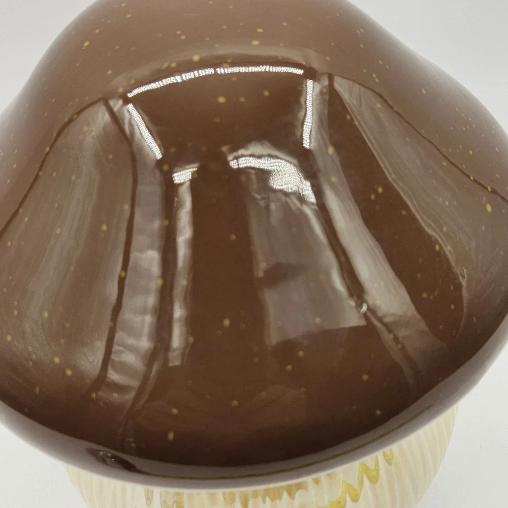 Brklyn Steel Co. Mushroom Jar/Canister Brown Speckled Cap W/‎ Cream Base/Stem